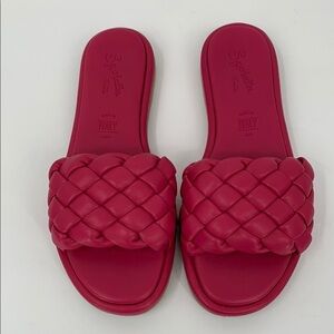 Seychelles Bellisima Puffy woven slide sandals pink flat shoe braid Italy mule 7